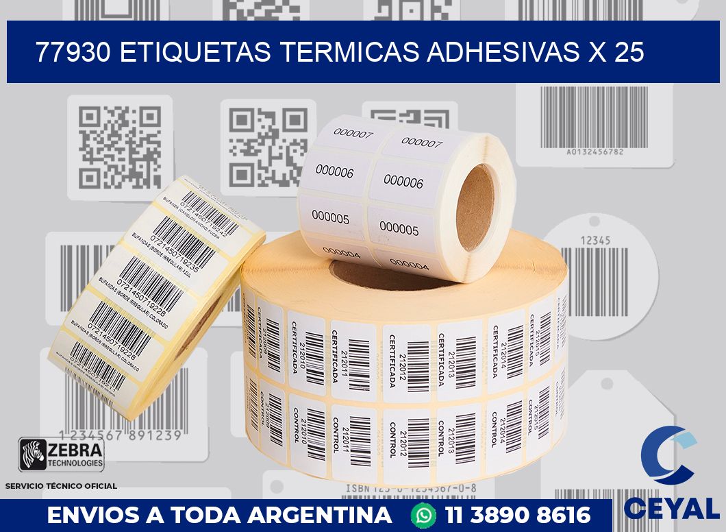 77930 etiquetas termicas adhesivas x 25