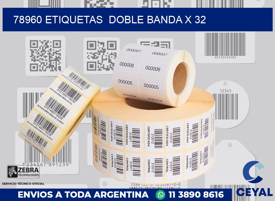 78960 etiquetas  doble banda x 32