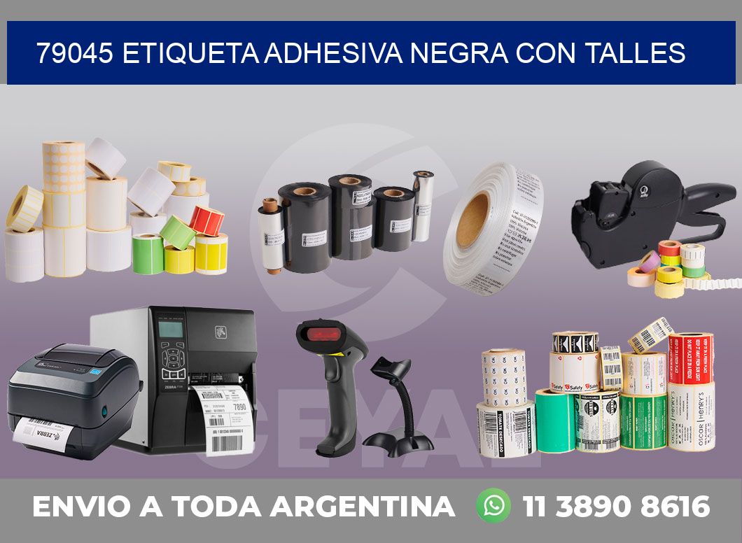 79045 ETIQUETA ADHESIVA NEGRA CON TALLES