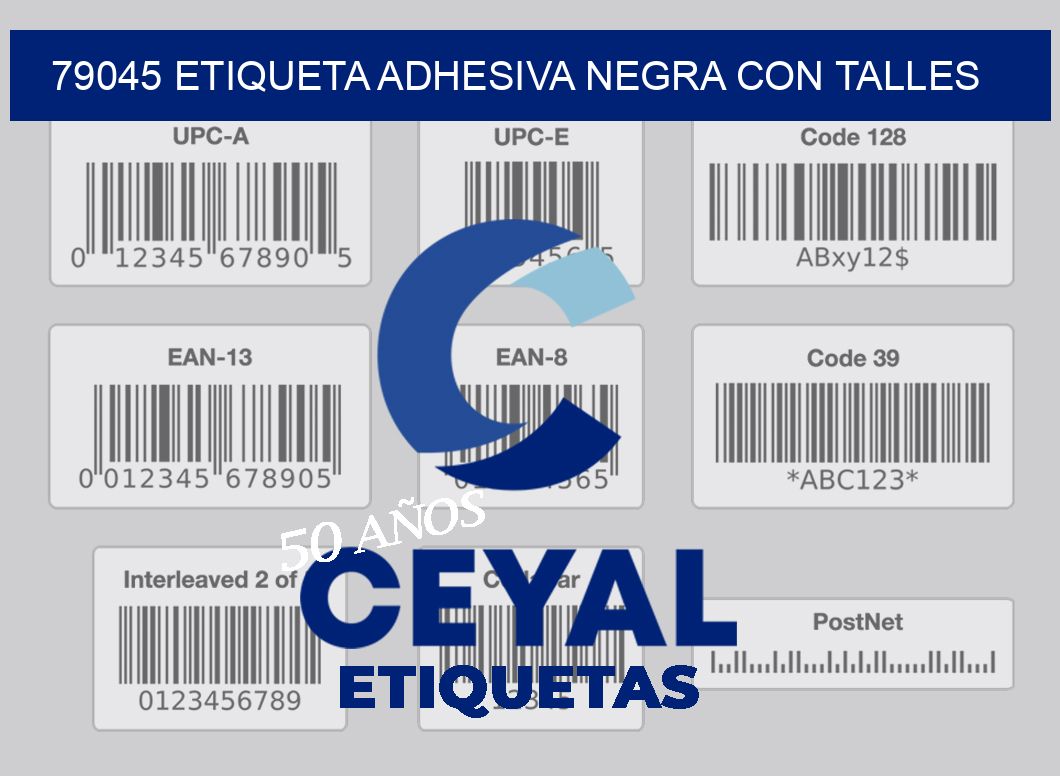79045 ETIQUETA ADHESIVA NEGRA CON TALLES