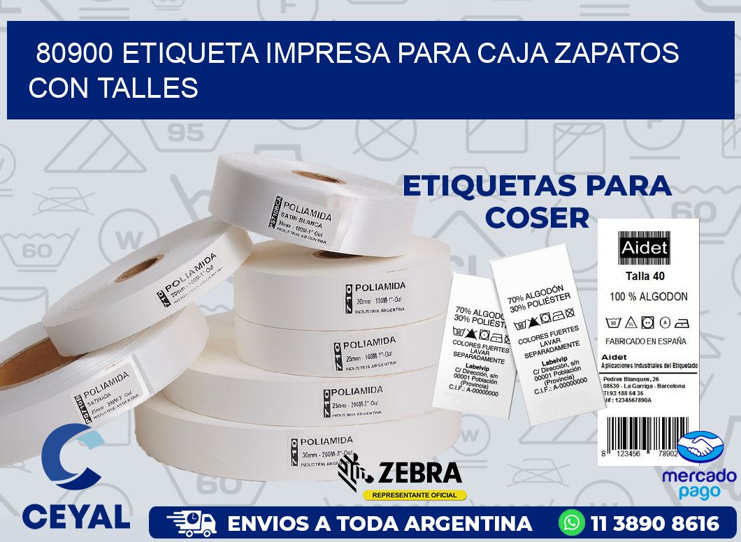80900 ETIQUETA IMPRESA PARA CAJA ZAPATOS CON TALLES