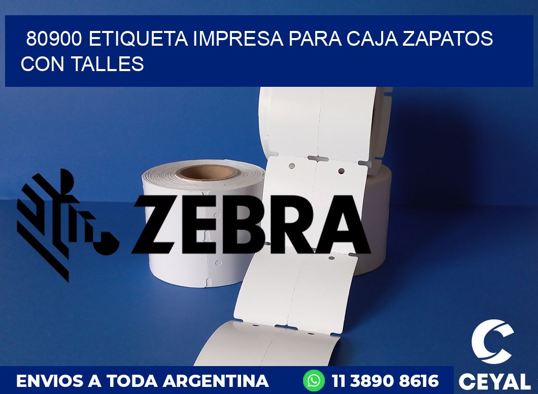 80900 ETIQUETA IMPRESA PARA CAJA ZAPATOS CON TALLES