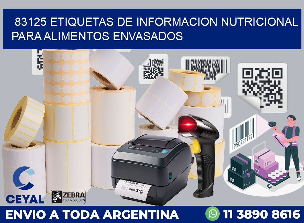 83125 ETIQUETAS DE INFORMACION NUTRICIONAL PARA ALIMENTOS ENVASADOS