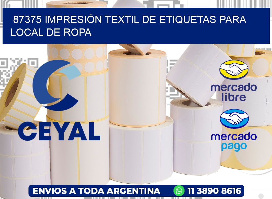 87375 IMPRESIÓN TEXTIL DE ETIQUETAS PARA LOCAL DE ROPA
