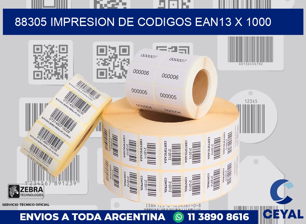 88305 impresion de codigos EAN13 x 1000
