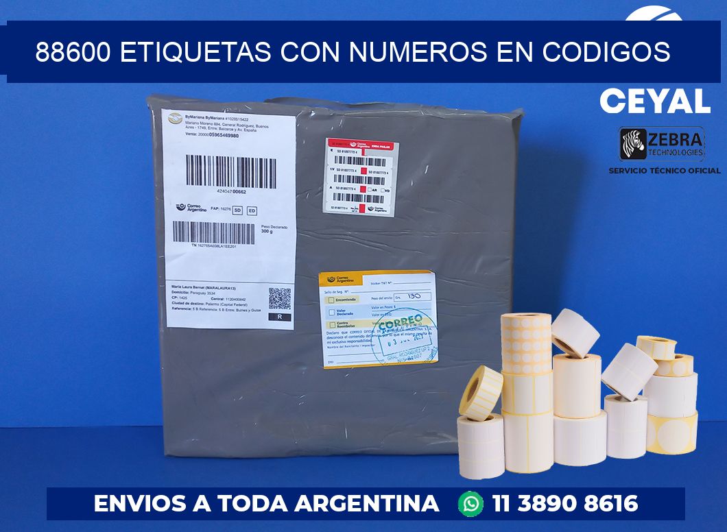 88600 ETIQUETAS CON NUMEROS EN CODIGOS
