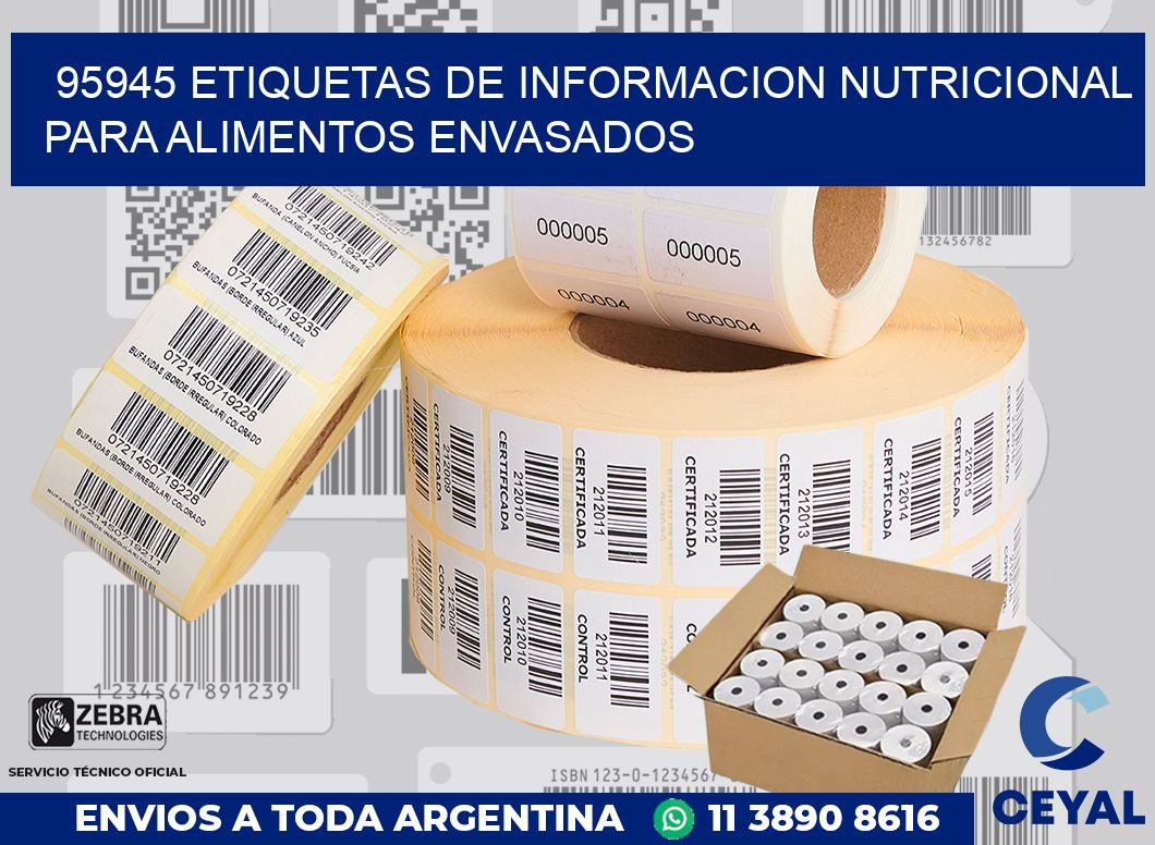 95945 ETIQUETAS DE INFORMACION NUTRICIONAL PARA ALIMENTOS ENVASADOS