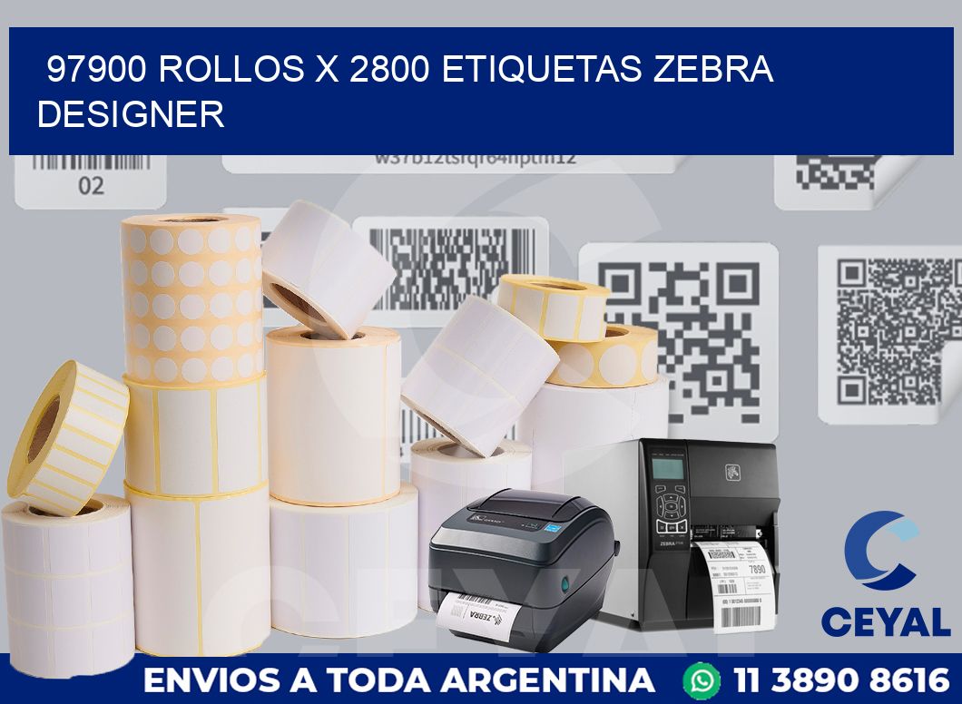 97900 Rollos x 2800 etiquetas zebra designer