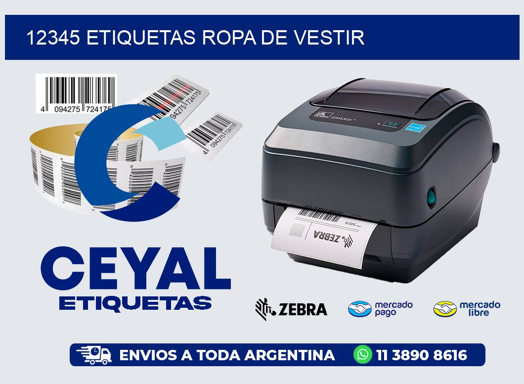 12345 etiquetas ropa de vestir
