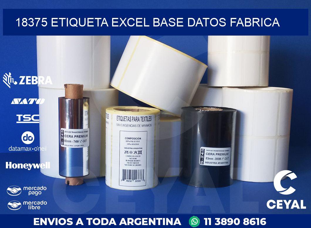 18375 etiqueta excel base datos fabrica