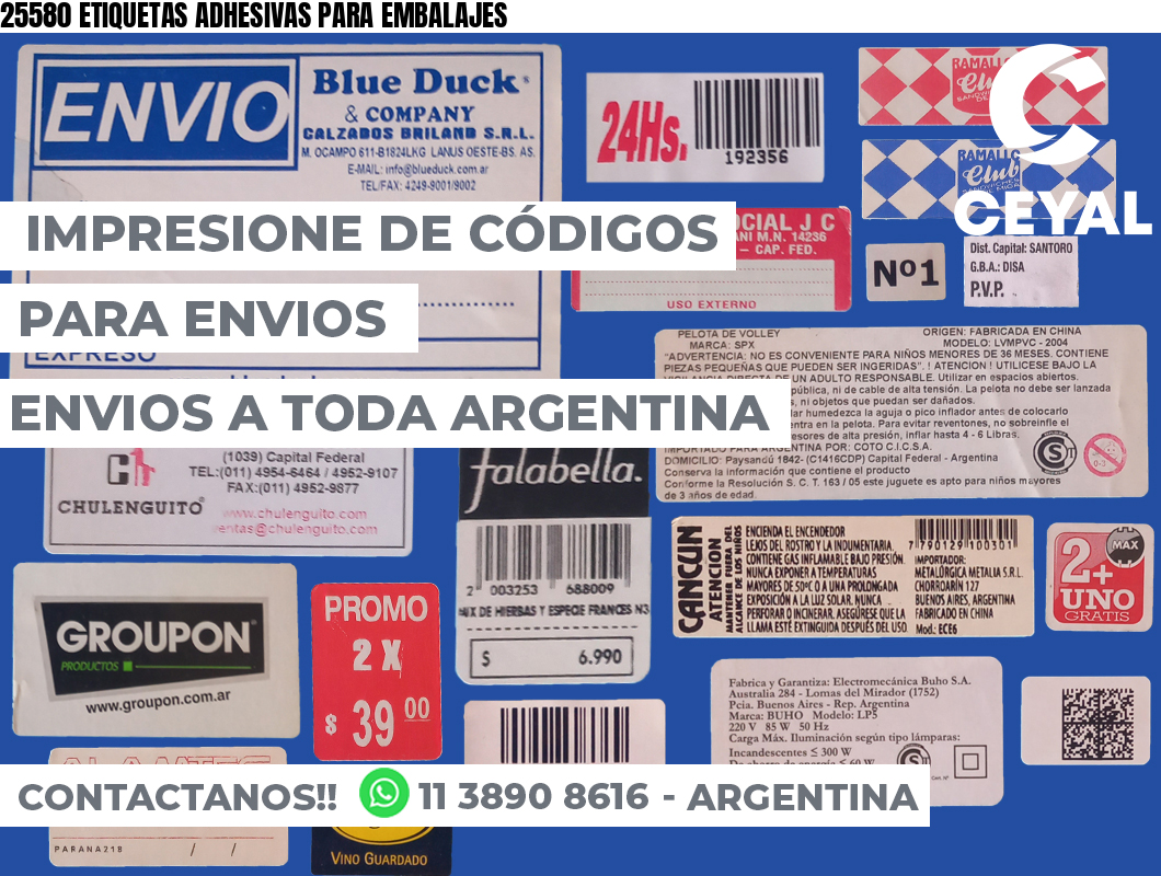 25580 ETIQUETAS ADHESIVAS PARA EMBALAJES