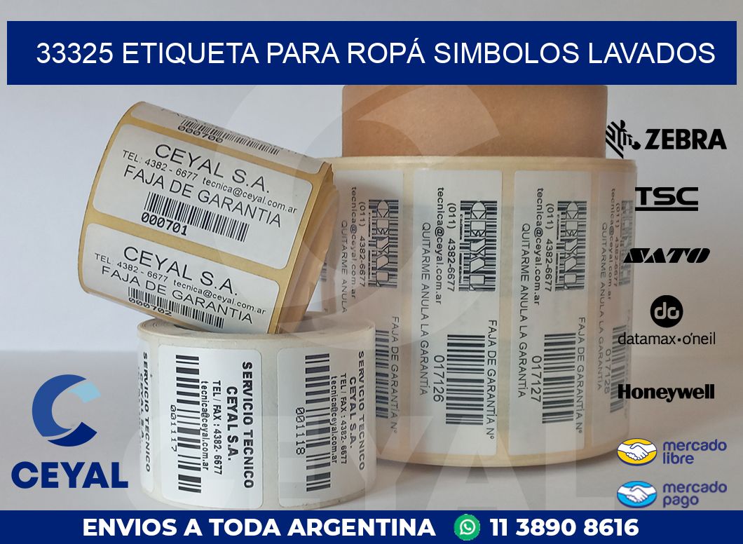 33325 ETIQUETA PARA ROPÁ SIMBOLOS LAVADOS