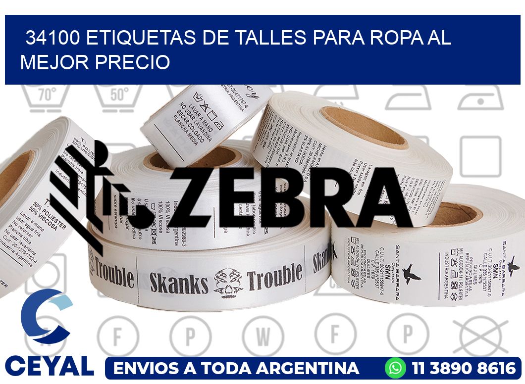34100 ETIQUETAS DE TALLES PARA ROPA AL MEJOR PRECIO