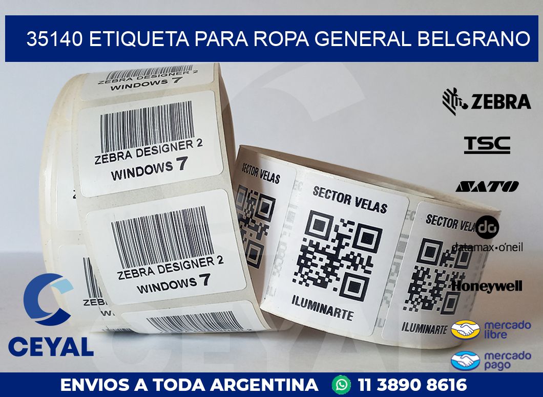 35140 ETIQUETA PARA ROPA GENERAL BELGRANO
