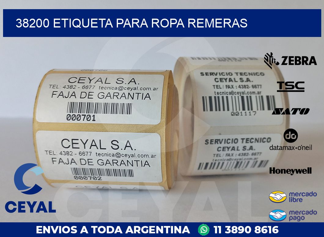 38200 ETIQUETA PARA ROPA REMERAS