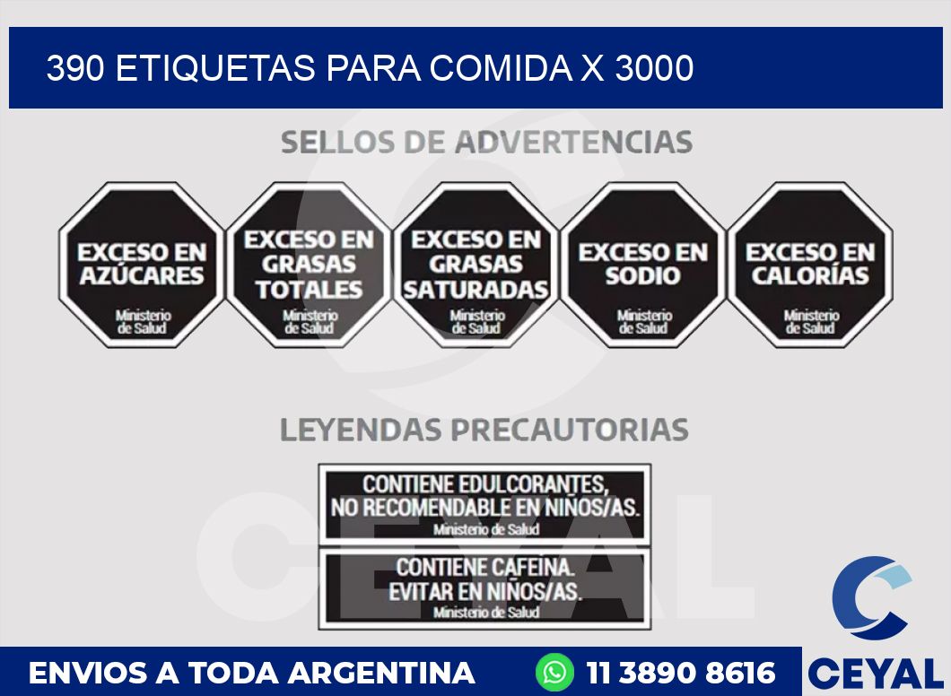 390 ETIQUETAS PARA COMIDA x 3000