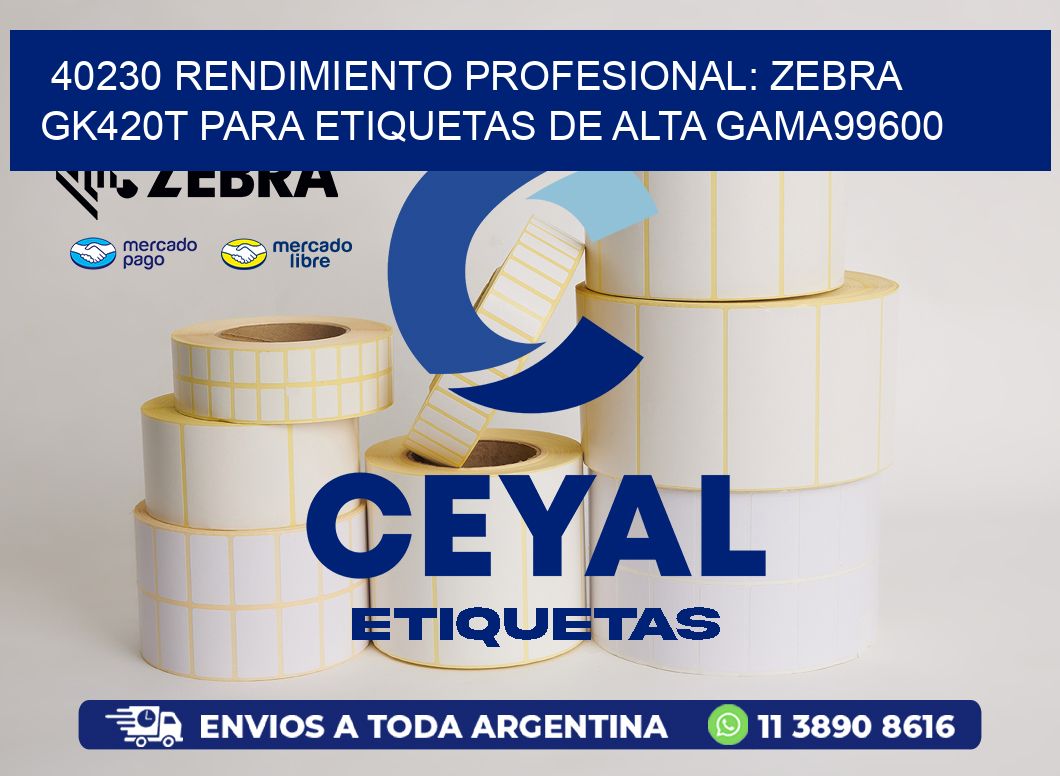 40230 Rendimiento Profesional: Zebra GK420T para Etiquetas de Alta Gama99600