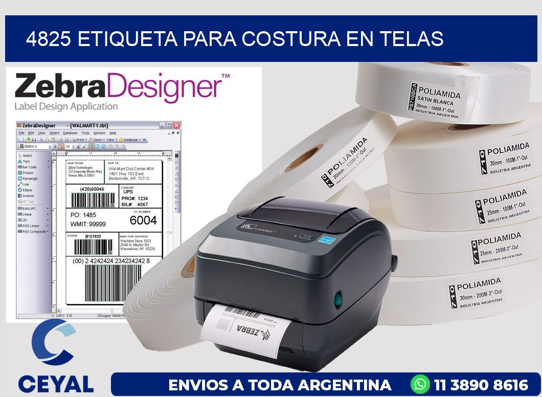 4825 ETIQUETA PARA COSTURA EN TELAS