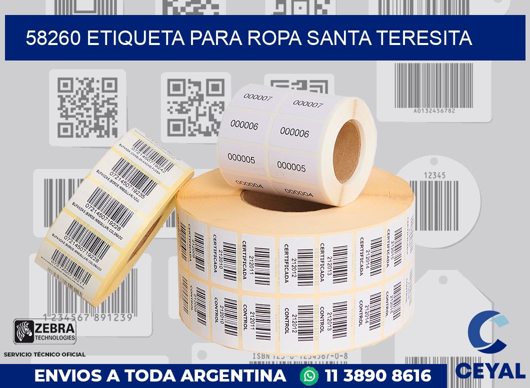 58260 ETIQUETA PARA ROPA SANTA TERESITA