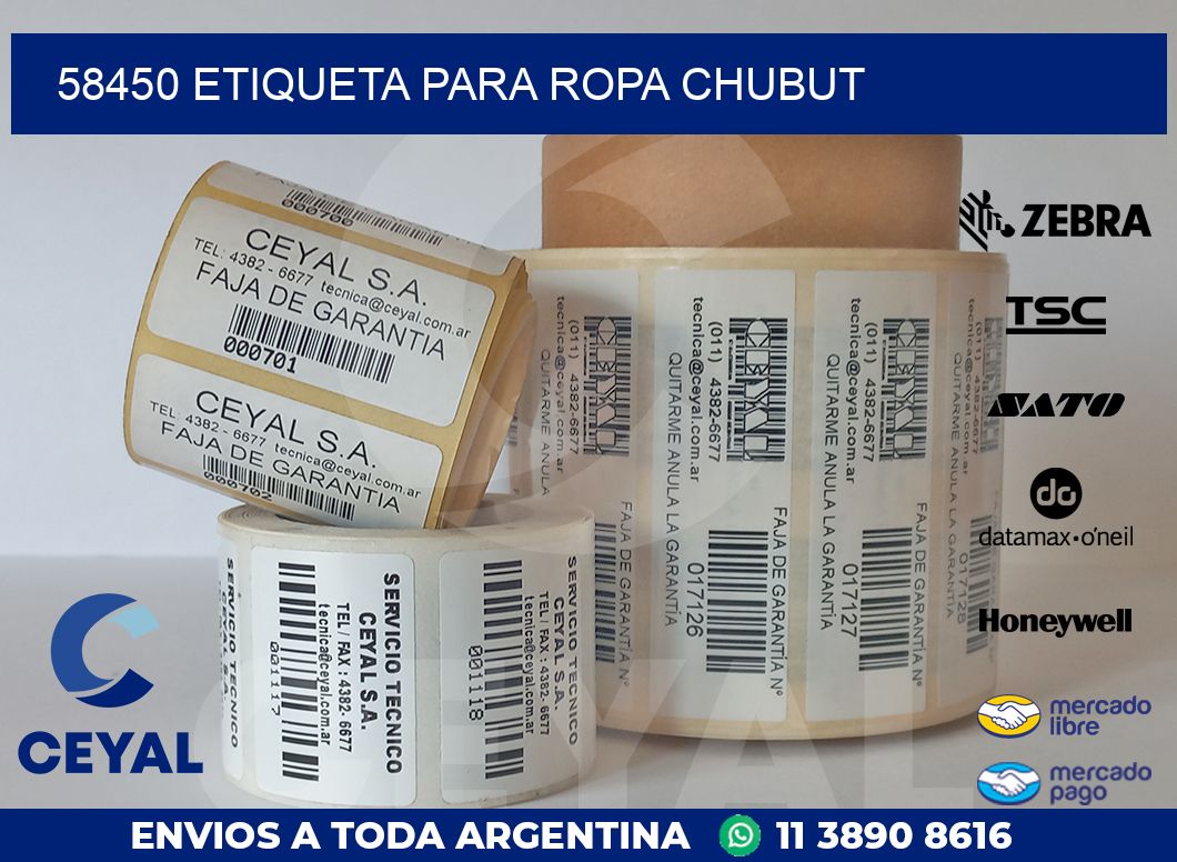58450 ETIQUETA PARA ROPA CHUBUT
