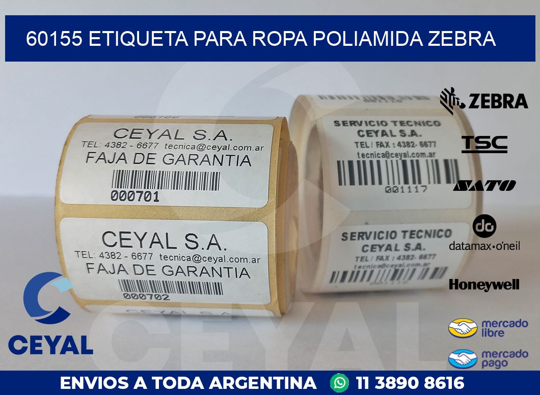 60155 ETIQUETA PARA ROPA POLIAMIDA ZEBRA