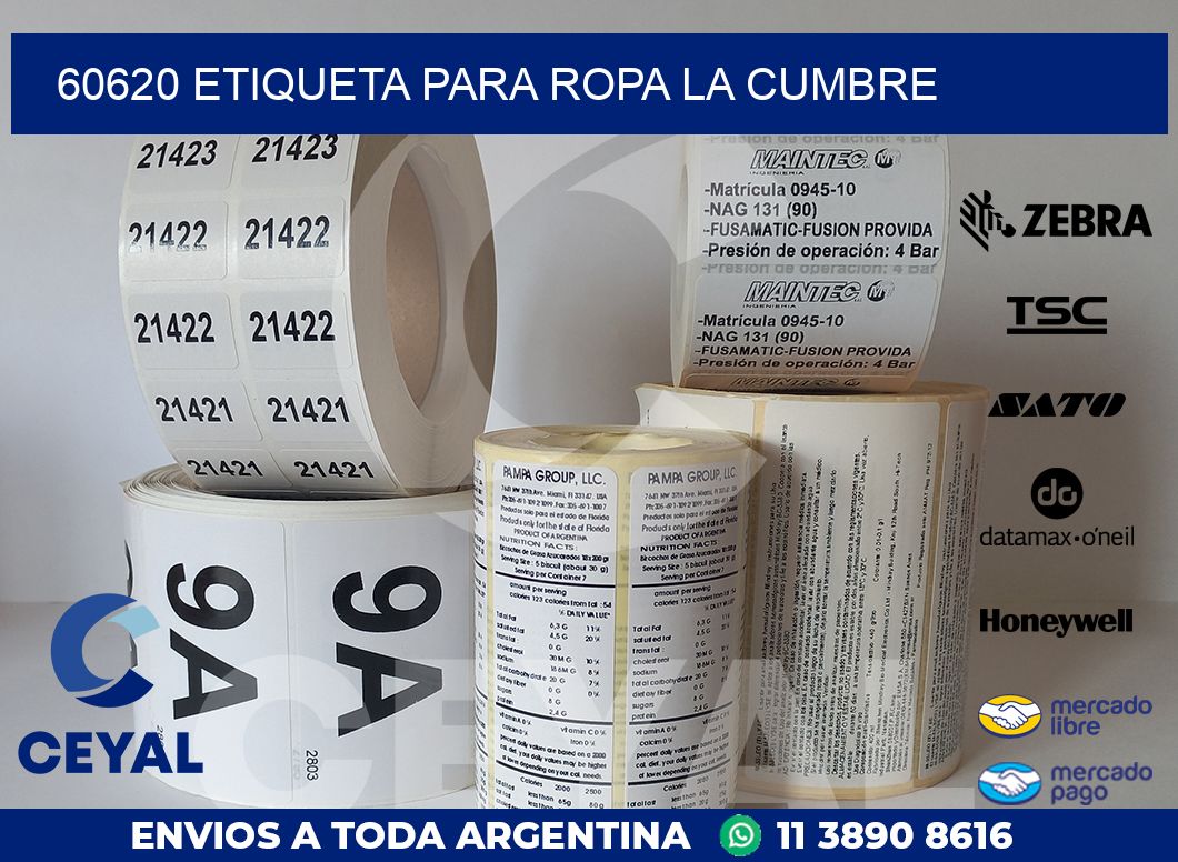60620 ETIQUETA PARA ROPA LA CUMBRE