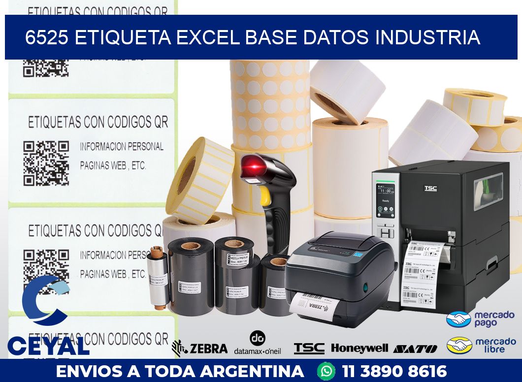 6525 etiqueta excel base datos industria