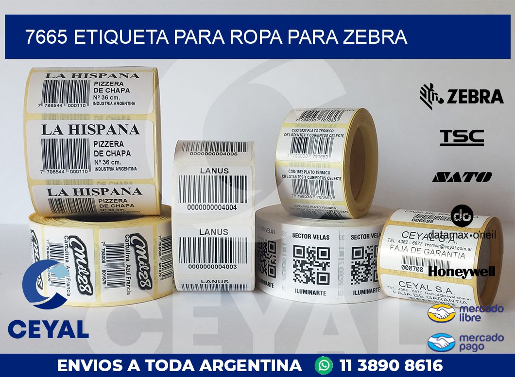 7665 ETIQUETA PARA ROPA PARA ZEBRA