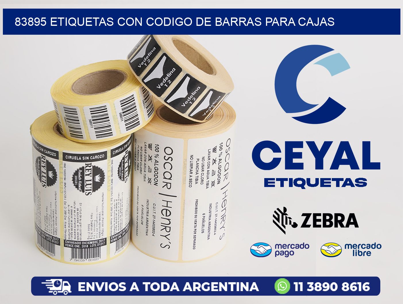 83895 ETIQUETAS CON CODIGO DE BARRAS PARA CAJAS
