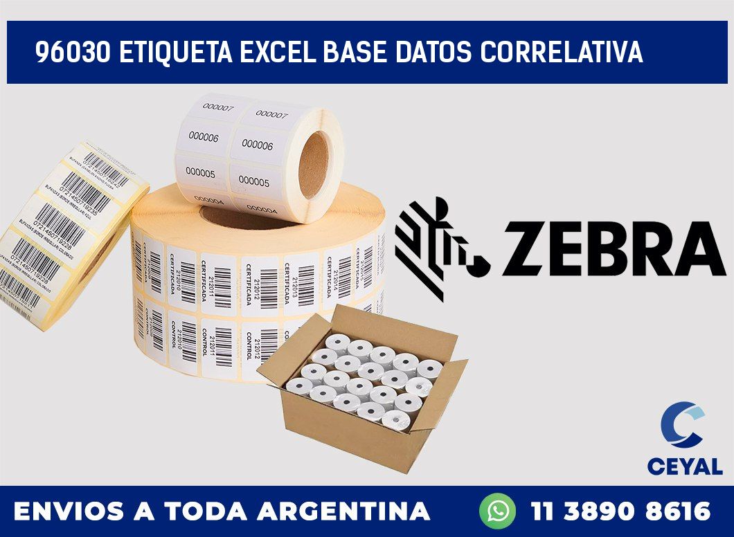 96030 etiqueta excel base datos correlativa
