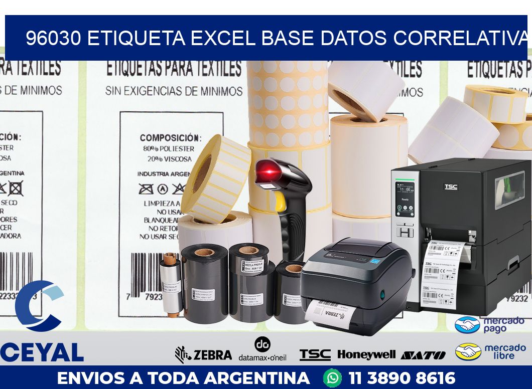 96030 etiqueta excel base datos correlativa