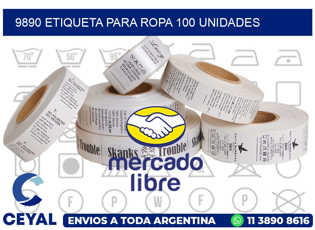 9890 ETIQUETA PARA ROPA 100 UNIDADES