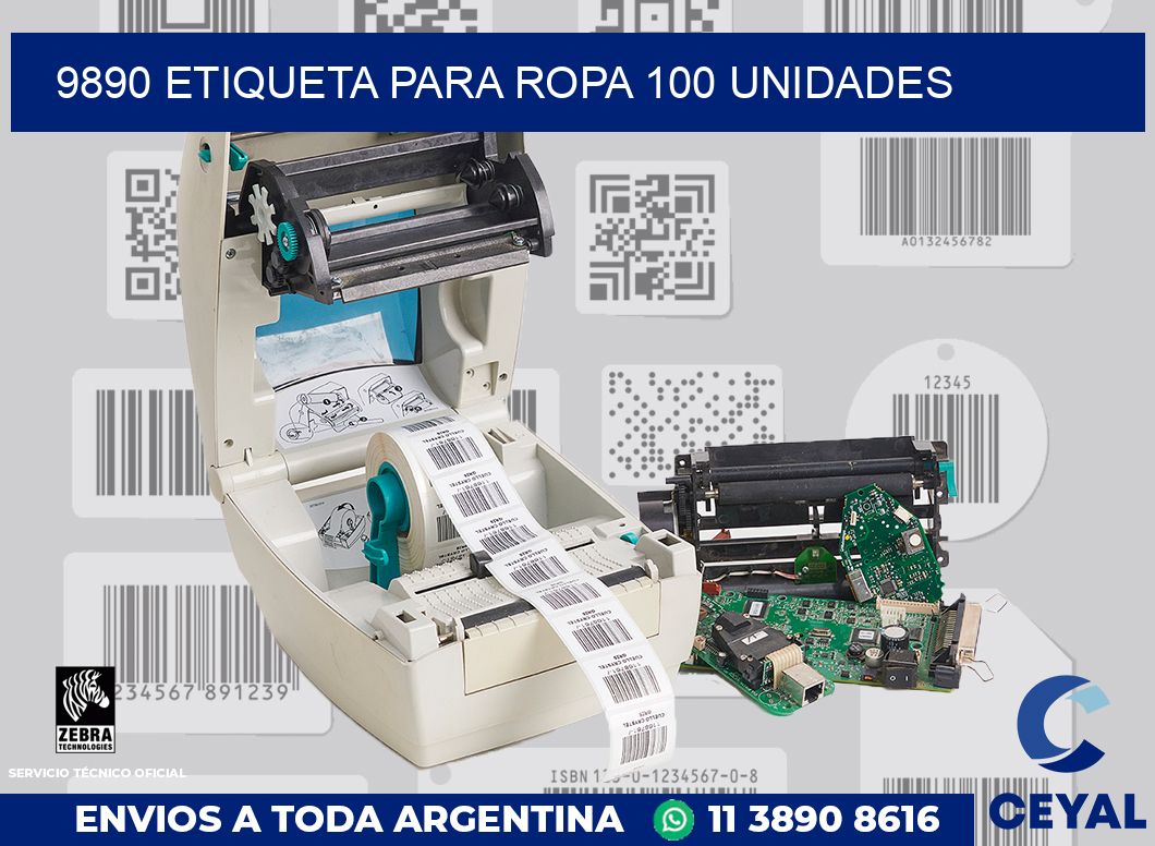 9890 ETIQUETA PARA ROPA 100 UNIDADES