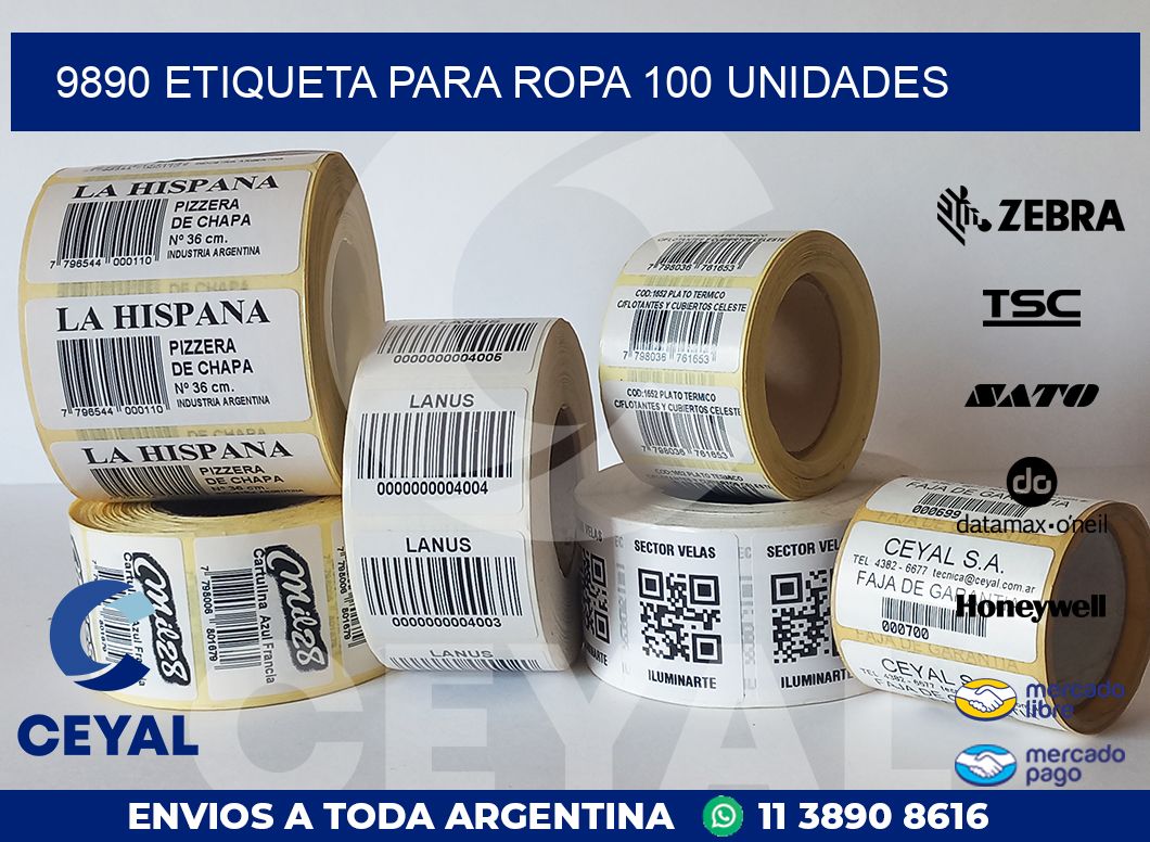 9890 ETIQUETA PARA ROPA 100 UNIDADES