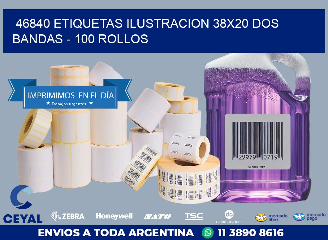 46840 ETIQUETAS ILUSTRACION 38X20 DOS BANDAS – 100 ROLLOS