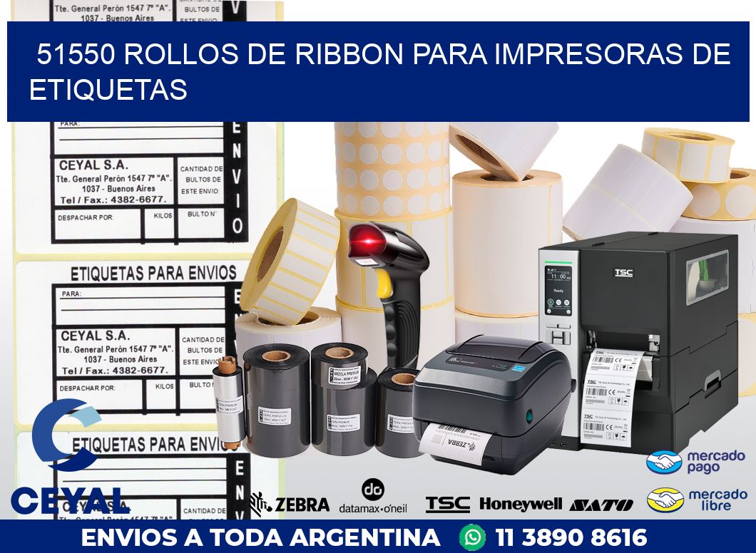 51550 ROLLOS DE RIBBON PARA IMPRESORAS DE ETIQUETAS