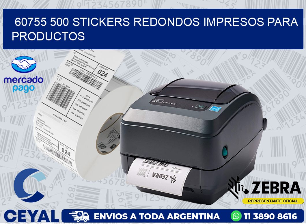 60755 500 STICKERS REDONDOS IMPRESOS PARA PRODUCTOS