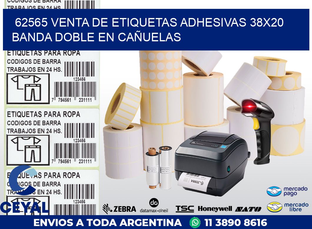 62565 VENTA DE ETIQUETAS ADHESIVAS 38X20 BANDA DOBLE EN CAÑUELAS