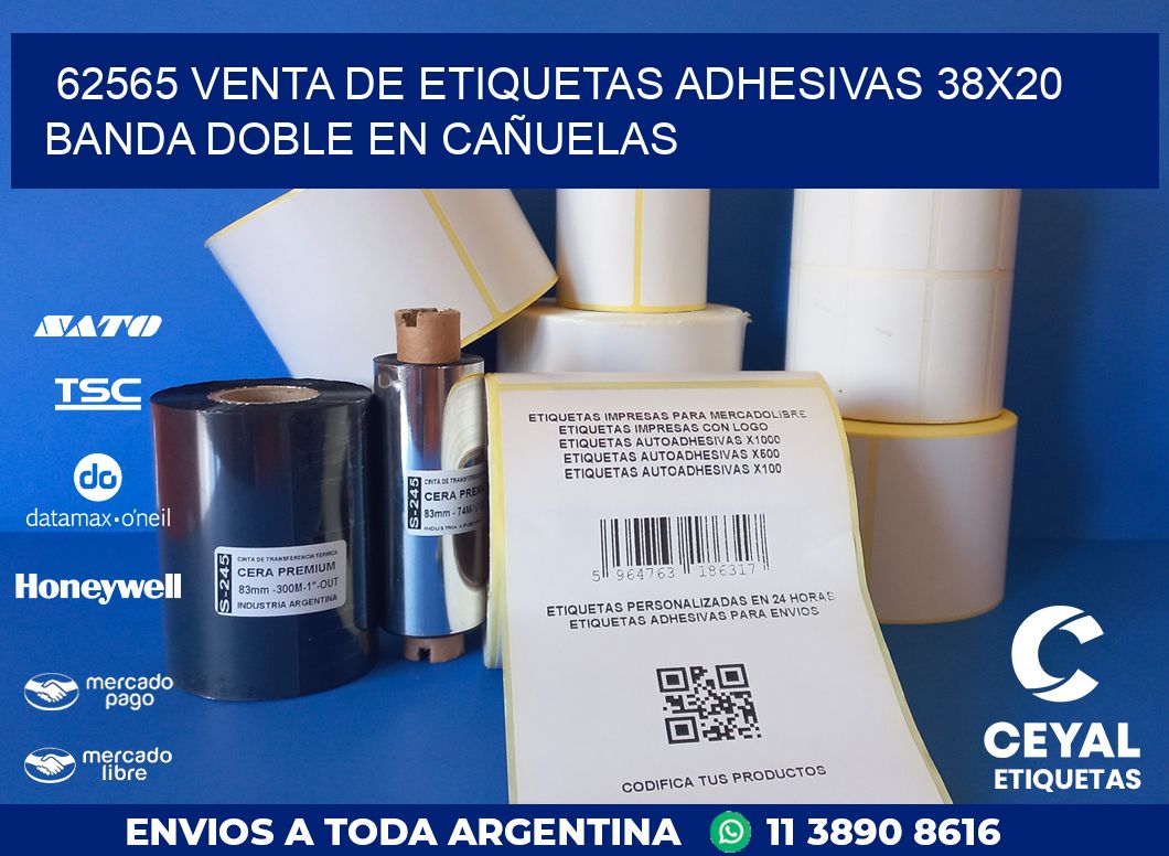 62565 VENTA DE ETIQUETAS ADHESIVAS 38X20 BANDA DOBLE EN CAÑUELAS