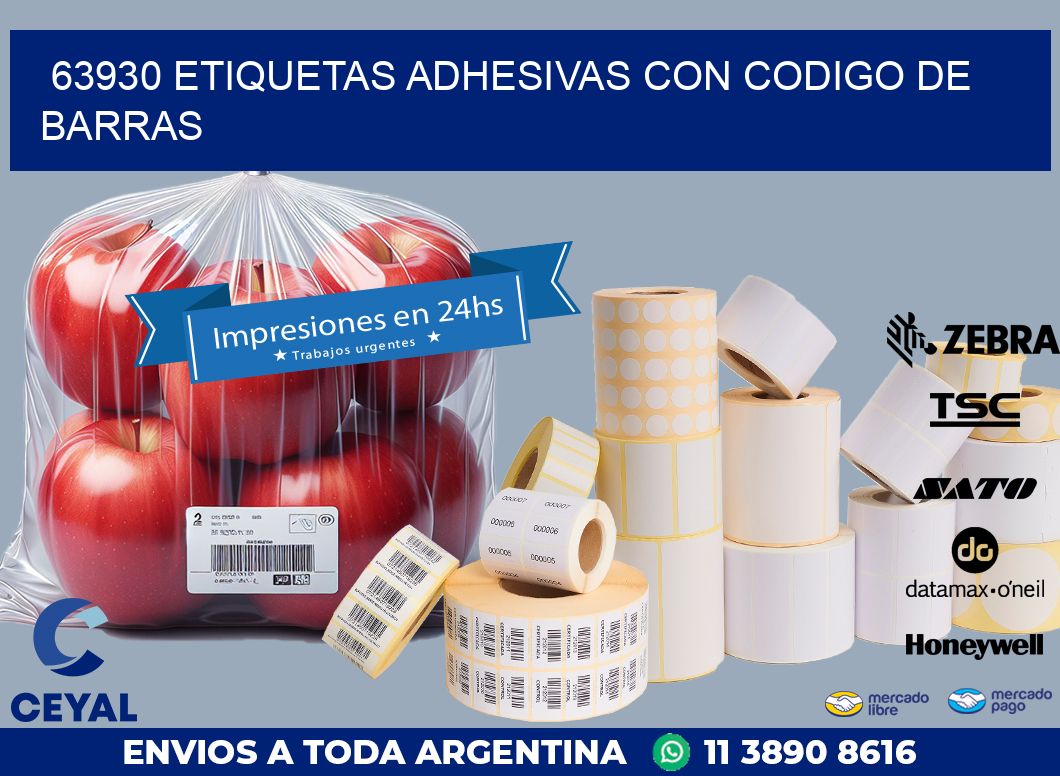 63930 ETIQUETAS ADHESIVAS CON CODIGO DE BARRAS