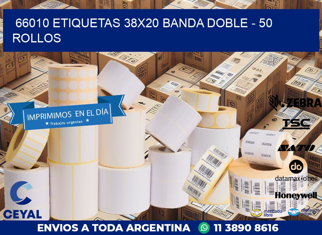 66010 ETIQUETAS 38X20 BANDA DOBLE – 50 ROLLOS