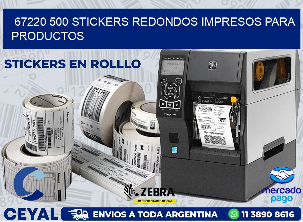 67220 500 STICKERS REDONDOS IMPRESOS PARA PRODUCTOS