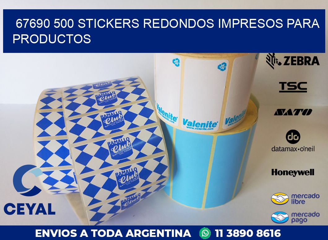 67690 500 STICKERS REDONDOS IMPRESOS PARA PRODUCTOS