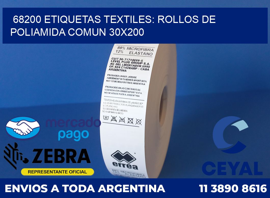 68200 ETIQUETAS TEXTILES: ROLLOS DE POLIAMIDA COMUN 30X200