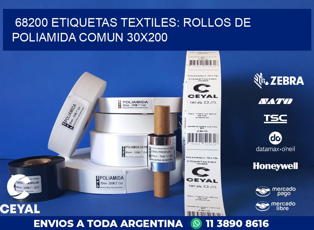 68200 ETIQUETAS TEXTILES: ROLLOS DE POLIAMIDA COMUN 30X200