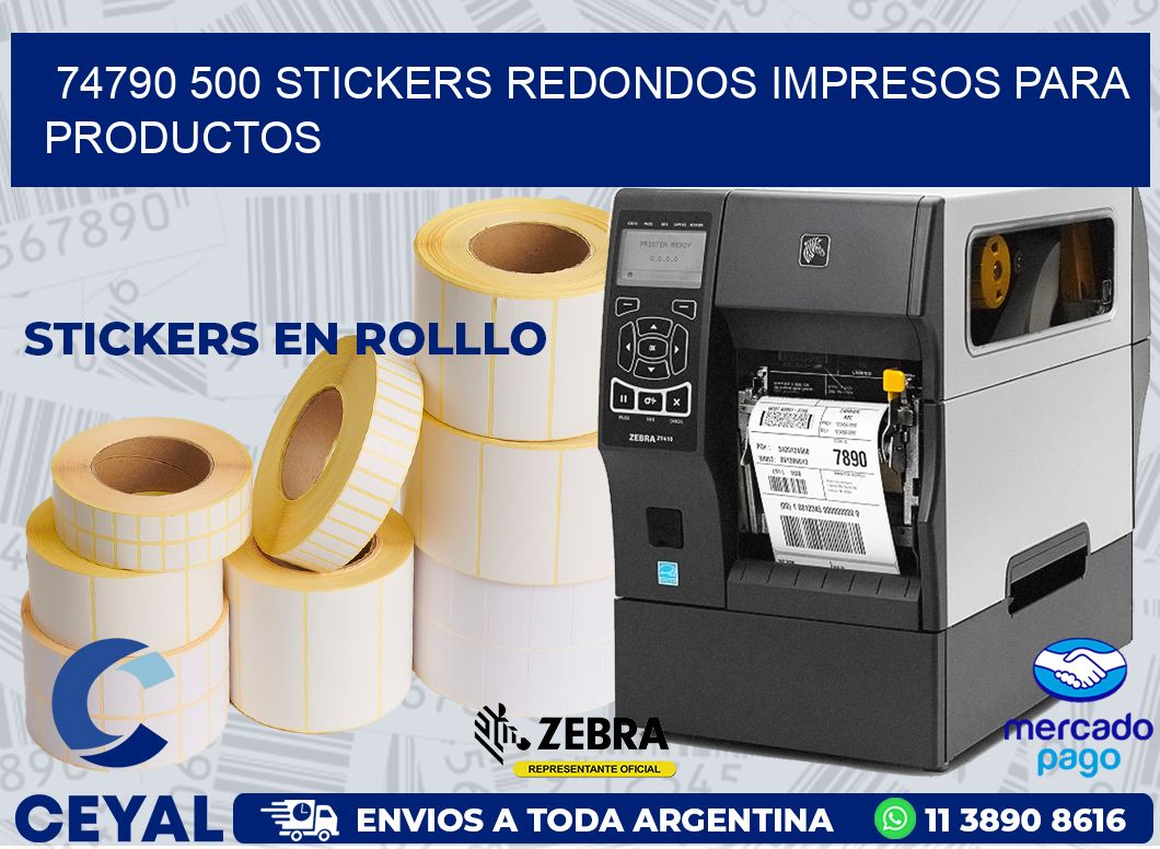 74790 500 STICKERS REDONDOS IMPRESOS PARA PRODUCTOS