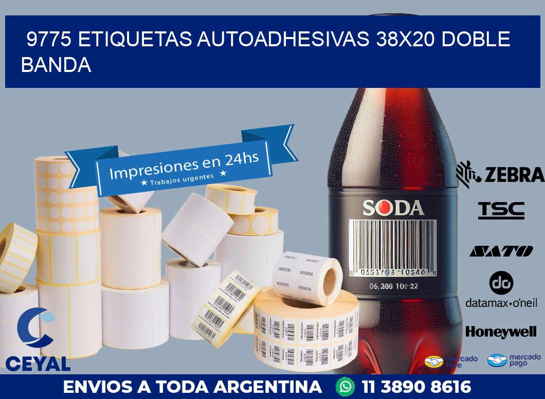 9775 ETIQUETAS AUTOADHESIVAS 38X20 DOBLE BANDA