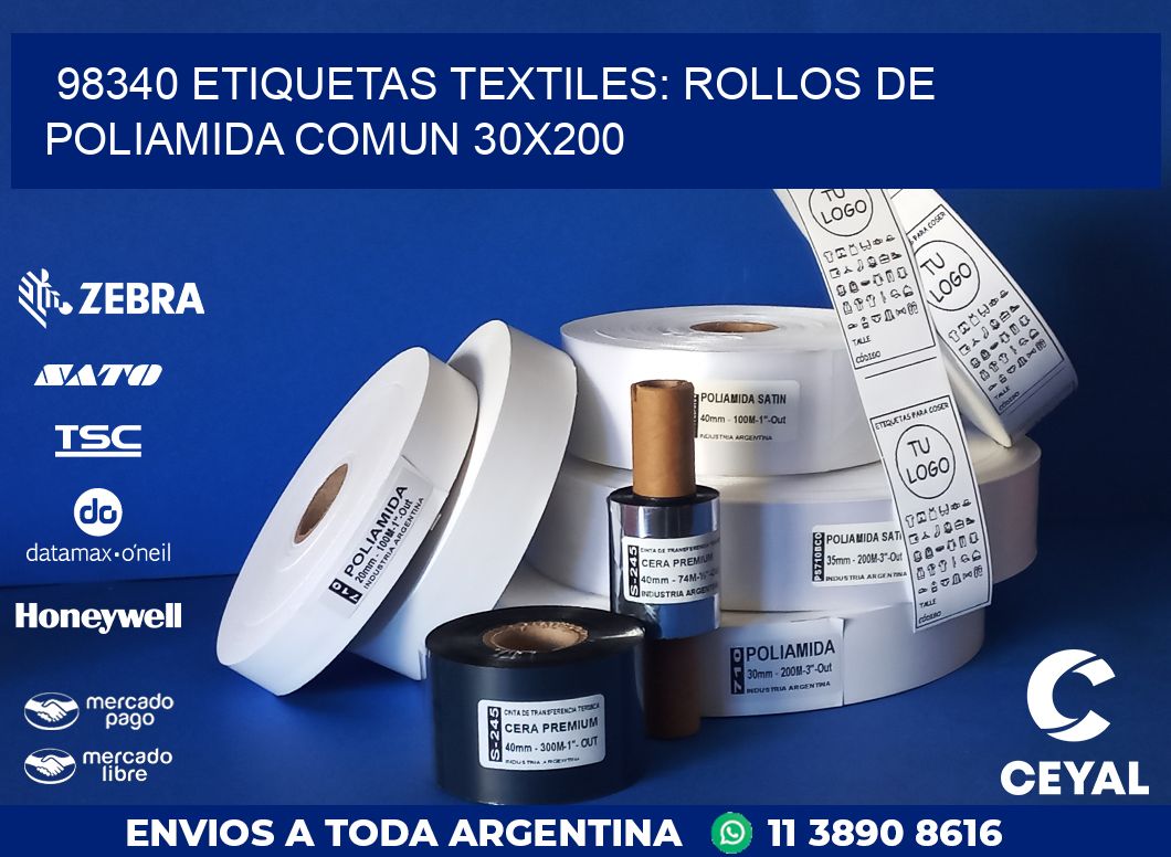 98340 ETIQUETAS TEXTILES: ROLLOS DE POLIAMIDA COMUN 30X200