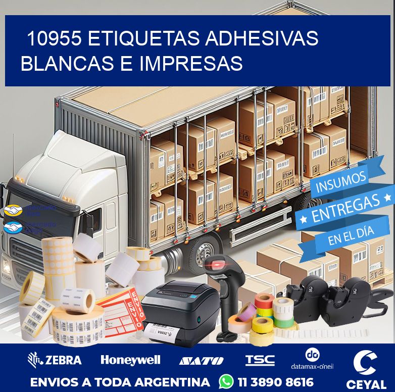 10955 ETIQUETAS ADHESIVAS BLANCAS E IMPRESAS