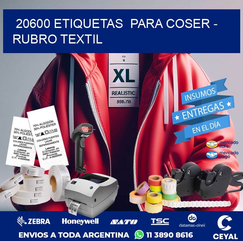 20600 ETIQUETAS  PARA COSER – RUBRO TEXTIL